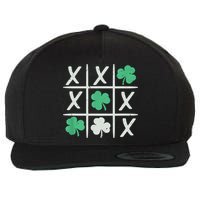 St Patrick's Day Tic Tac Toe Lucky Shamrock Wool Snapback Cap
