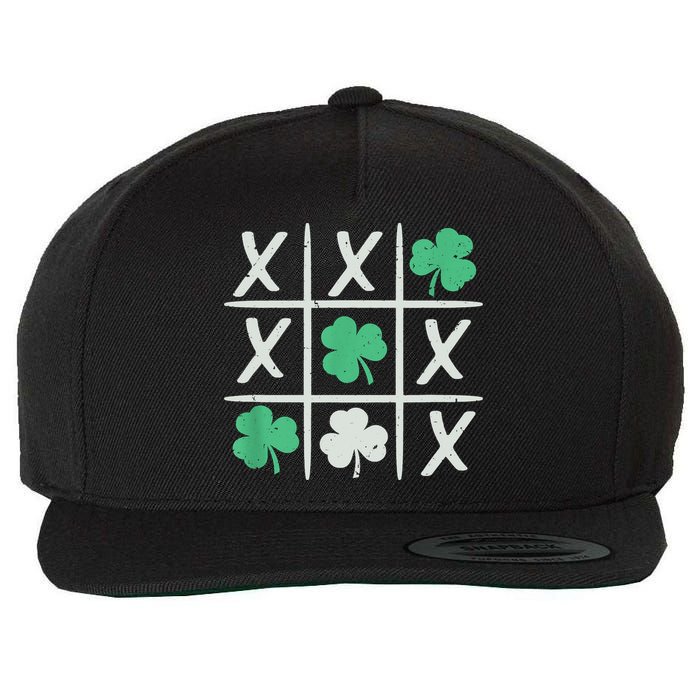 St Patrick's Day Tic Tac Toe Lucky Shamrock Wool Snapback Cap