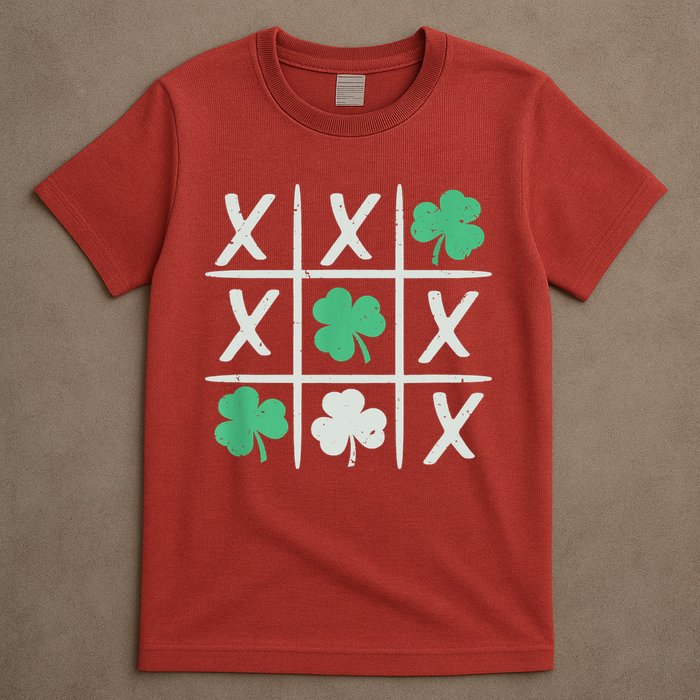 St Patrick's Day Tic Tac Toe Lucky Shamrock T-Shirt