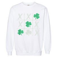 St Patrick's Day Tic Tac Toe Lucky Shamrock Garment-Dyed Sweatshirt