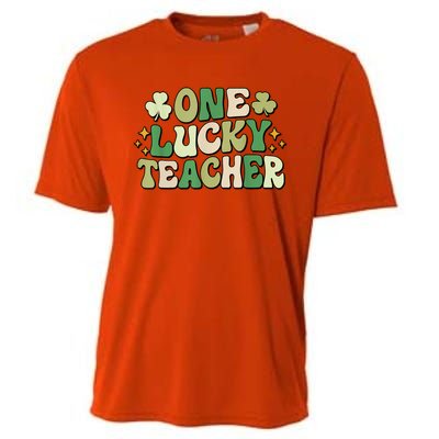 St Patricks Day One Lucky Teacher Groovy Retro Teacher Gift Cooling Performance Crew T-Shirt