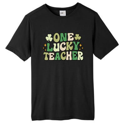 St Patricks Day One Lucky Teacher Groovy Retro Teacher Gift Tall Fusion ChromaSoft Performance T-Shirt