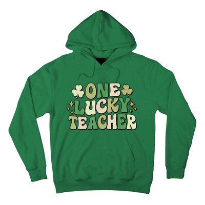 St Patricks Day One Lucky Teacher Groovy Retro Teacher Gift Hoodie