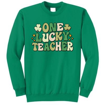 St Patricks Day One Lucky Teacher Groovy Retro Teacher Gift Sweatshirt