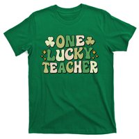 St Patricks Day One Lucky Teacher Groovy Retro Teacher Gift T-Shirt