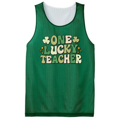 St Patricks Day One Lucky Teacher Groovy Retro Teacher Gift Mesh Reversible Basketball Jersey Tank