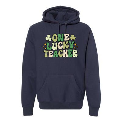 St Patricks Day One Lucky Teacher Groovy Retro Teacher Gift Premium Hoodie