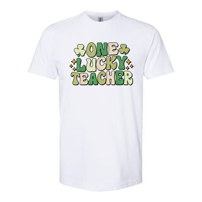 St Patricks Day One Lucky Teacher Groovy Retro Teacher Gift Softstyle CVC T-Shirt