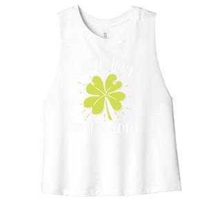 St Patricks Day Gift Lucky Golf Caddy Gift Women's Racerback Cropped Tank