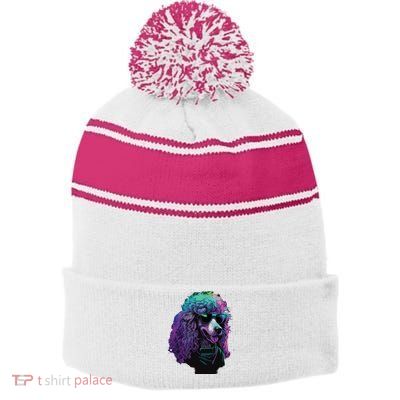 Standard Poodle Dogs Standard Poodles Stripe Pom Pom Beanie