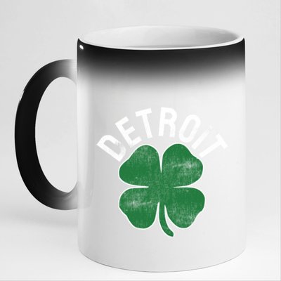 St Patrick's Day Shamrock Detroit Michigan Irish Gift 11oz Black Color Changing Mug