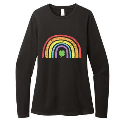 St Patricks Day Rainbow Shamrock Womens CVC Long Sleeve Shirt