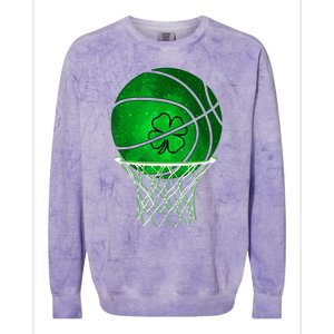 St Patricks Day Shamrock Basketball Irish Colorblast Crewneck Sweatshirt