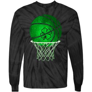 St Patricks Day Shamrock Basketball Irish Tie-Dye Long Sleeve Shirt