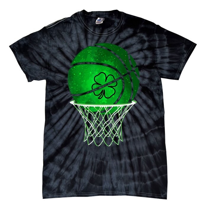 St Patricks Day Shamrock Basketball Irish Tie-Dye T-Shirt