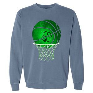 St Patricks Day Shamrock Basketball Irish Garment-Dyed Sweatshirt