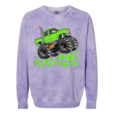 St Patricks Day Lucky Monster Truck Colorblast Crewneck Sweatshirt