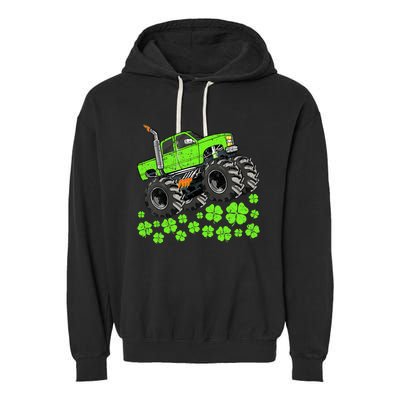 St Patricks Day Lucky Monster Truck Garment-Dyed Fleece Hoodie