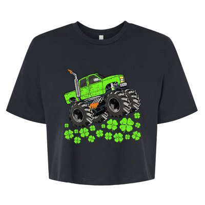 St Patricks Day Lucky Monster Truck Bella+Canvas Jersey Crop Tee