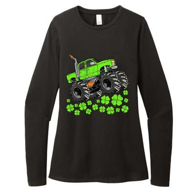 St Patricks Day Lucky Monster Truck Womens CVC Long Sleeve Shirt