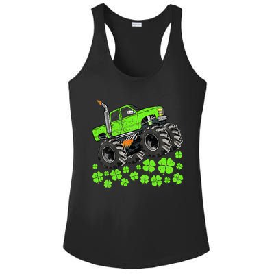 St Patricks Day Lucky Monster Truck Ladies PosiCharge Competitor Racerback Tank