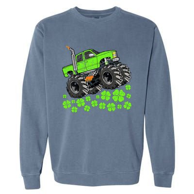 St Patricks Day Lucky Monster Truck Garment-Dyed Sweatshirt