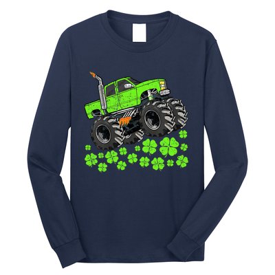 St Patricks Day Lucky Monster Truck Long Sleeve Shirt