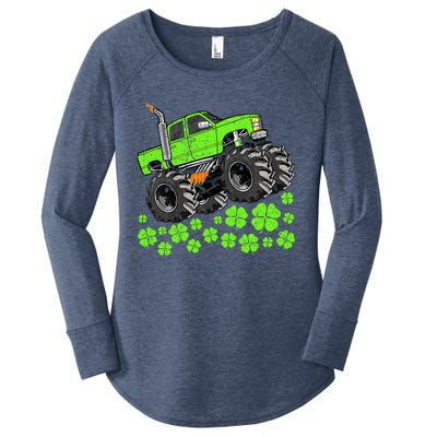 St Patricks Day Lucky Monster Truck Women's Perfect Tri Tunic Long Sleeve Shirt