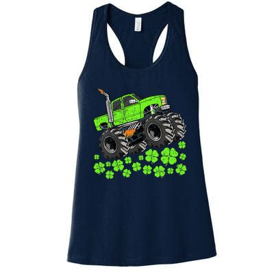 St Patricks Day Lucky Monster Truck Women's Racerback Tank