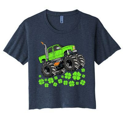 St Patricks Day Lucky Monster Truck Women's Crop Top Tee