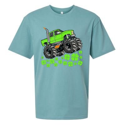 St Patricks Day Lucky Monster Truck Sueded Cloud Jersey T-Shirt