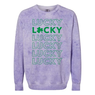 St Patricks Day Vintage Lucky Clover Shamrock Cute Gift Colorblast Crewneck Sweatshirt