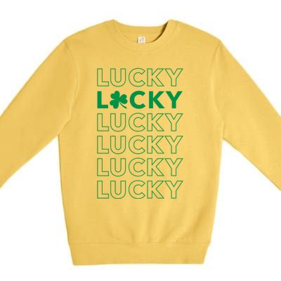 St Patricks Day Vintage Lucky Clover Shamrock Cute Gift Premium Crewneck Sweatshirt