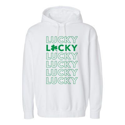 St Patricks Day Vintage Lucky Clover Shamrock Cute Gift Garment-Dyed Fleece Hoodie