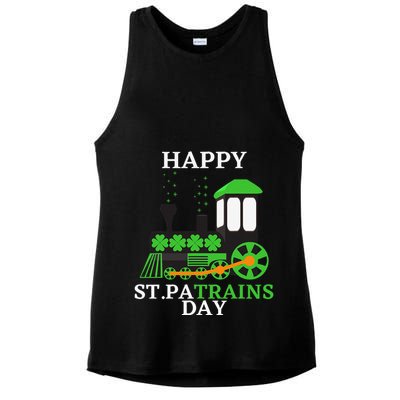 St Patricks Day For Shamrock Train Transportation Ladies PosiCharge Tri-Blend Wicking Tank