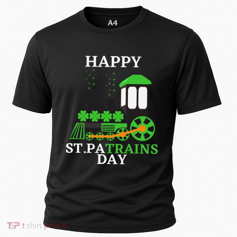 St Patricks Day For Shamrock Train Transportation Performance Shirt
