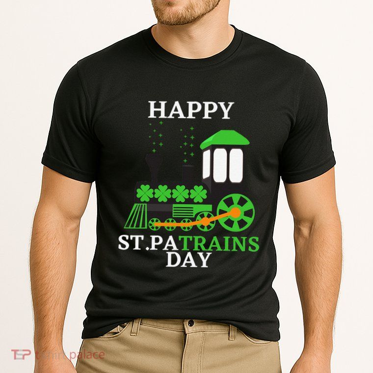 St Patricks Day For Shamrock Train Transportation Performance Shirt