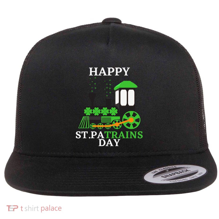St Patricks Day For Shamrock Train Transportation Flatbill Hat