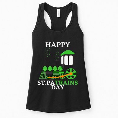 St Patricks Day For Shamrock Train Transportation Womens Tank Top