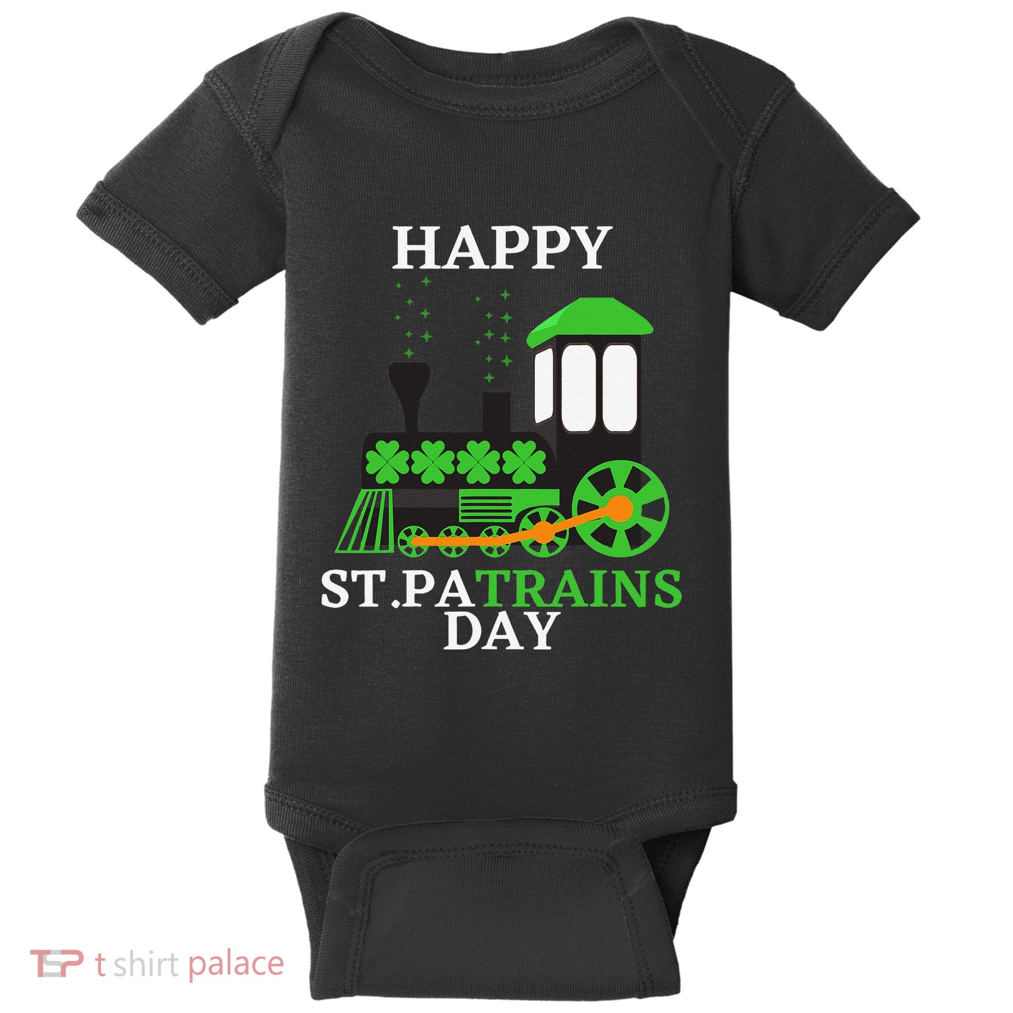 St Patricks Day For Shamrock Train Transportation Baby Bodysuit