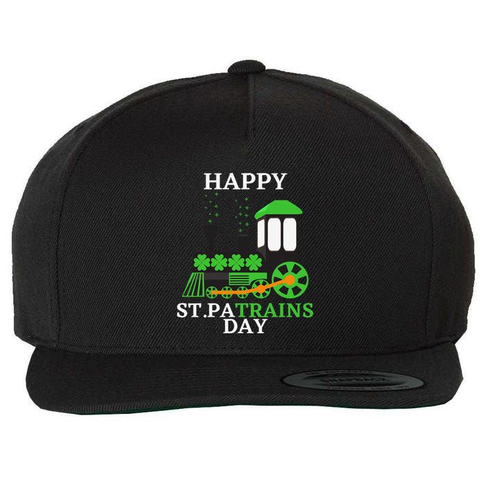 St Patricks Day For Shamrock Train Transportation Wool Snapback Cap