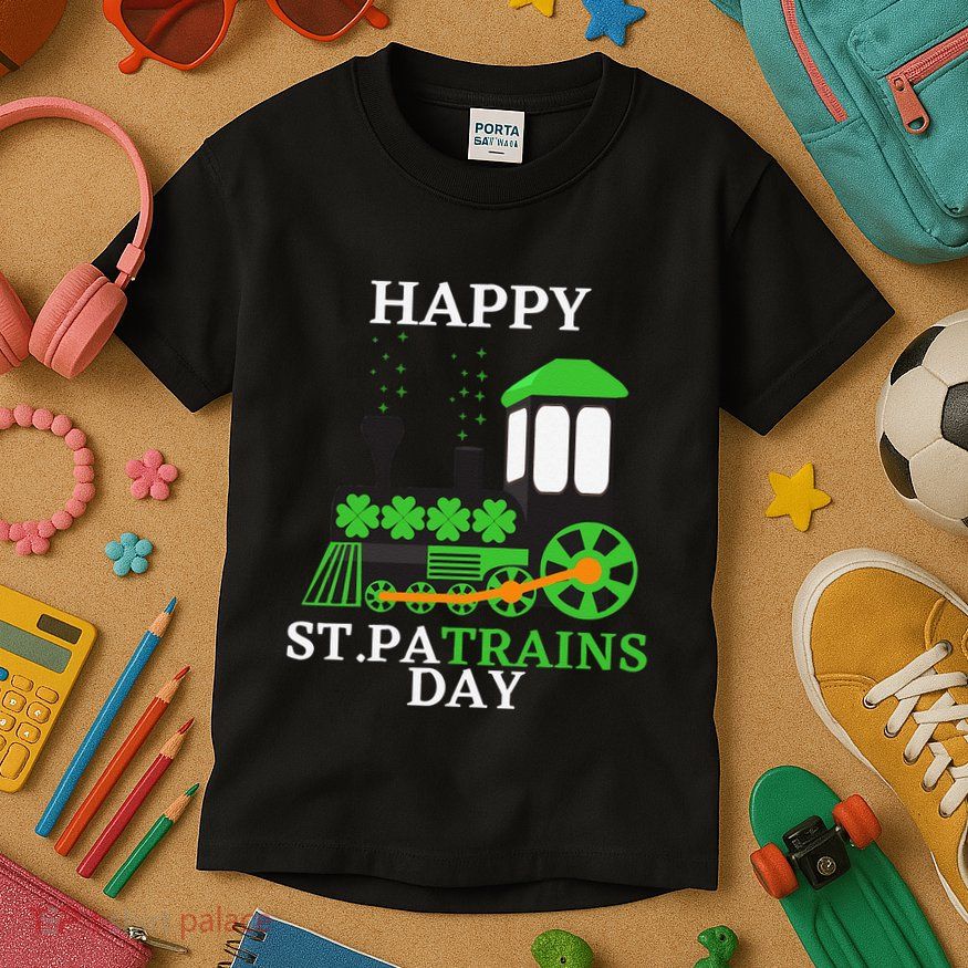 St Patricks Day For Shamrock Train Transportation Kids T-Shirt
