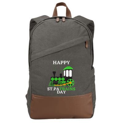 St Patricks Day For Shamrock Train Transportation Cotton Canvas Backpack