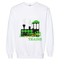 St Patricks Day For Shamrock Train Transportation Garment-Dyed Sweatshirt