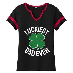 St Patrick's Day Shamrock Luckiest Dad Irish Saint Paddy's Ladies Halftime Notch Neck Tee