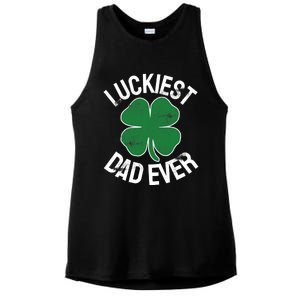 St Patrick's Day Shamrock Luckiest Dad Irish Saint Paddy's Ladies PosiCharge Tri-Blend Wicking Tank