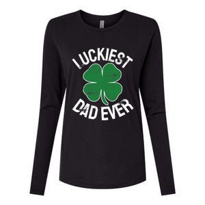 St Patrick's Day Shamrock Luckiest Dad Irish Saint Paddy's Womens Cotton Relaxed Long Sleeve T-Shirt