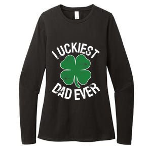 St Patrick's Day Shamrock Luckiest Dad Irish Saint Paddy's Womens CVC Long Sleeve Shirt