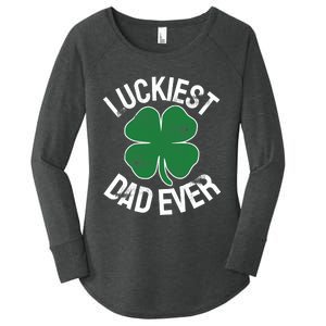 St Patrick's Day Shamrock Luckiest Dad Irish Saint Paddy's Women's Perfect Tri Tunic Long Sleeve Shirt