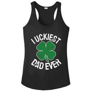 St Patrick's Day Shamrock Luckiest Dad Irish Saint Paddy's Ladies PosiCharge Competitor Racerback Tank